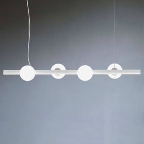 Marchetti Závesná lampa Tin štvor-plameňová biela, Obývacia izba / jedáleň, kov, sklo, E14, 40W, P: 100 cm, L: 30 cm