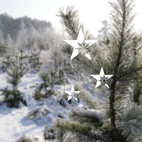 Pieris design Hviezda so snehovou vločkou - nálepky na okno strieborná
