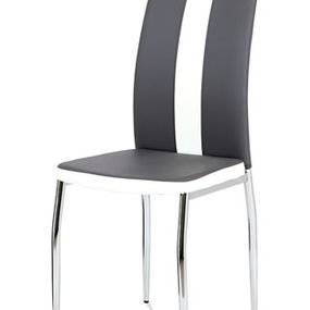 Autronic Jedálenská stolička koženka šedá+biela/chróm AC-2202 GREY