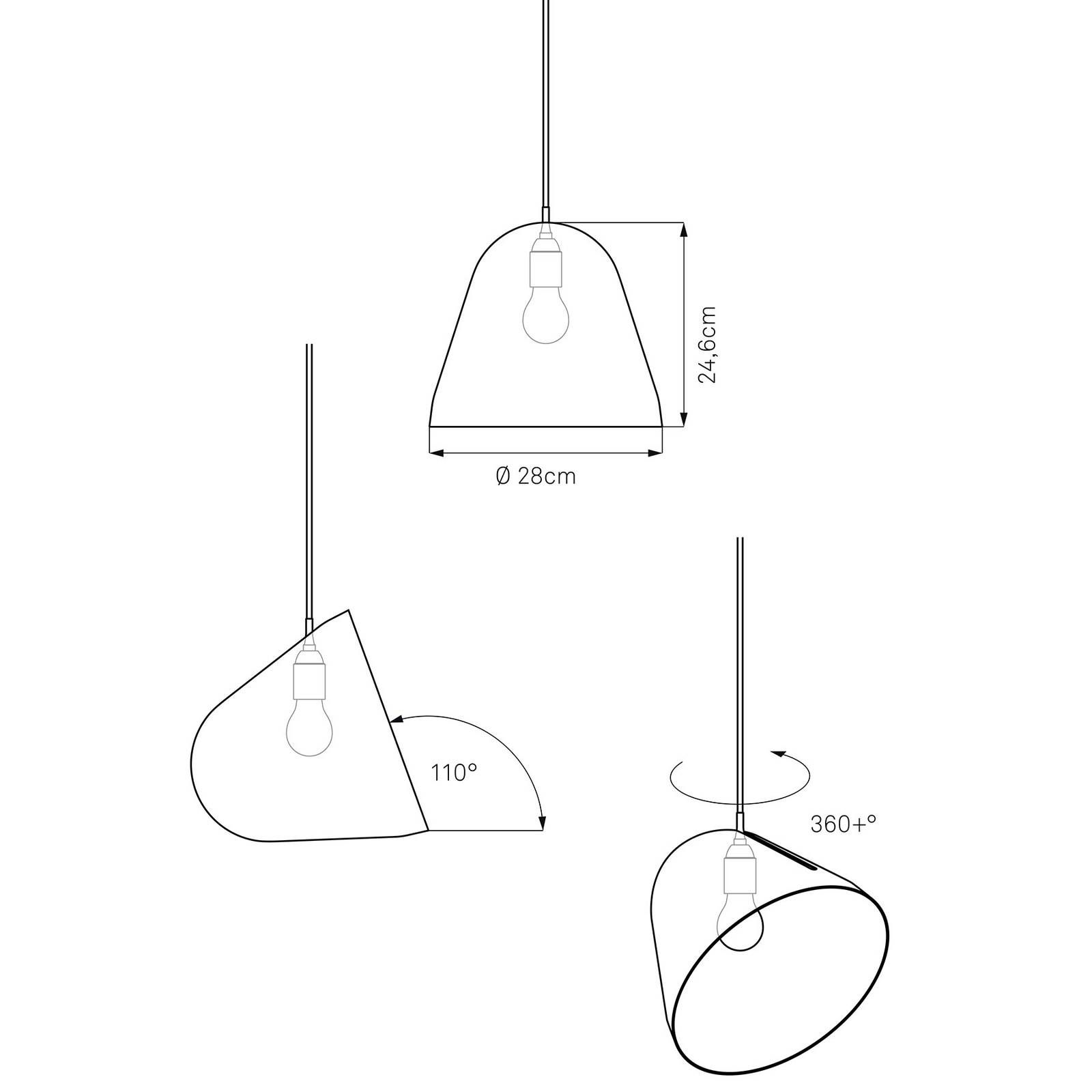 NYTA Nyta Tilt závesná lampa, kábel 3 m červená, sivá, Obývacia izba / jedáleň, hliník, E27, 105W, K: 24.6cm