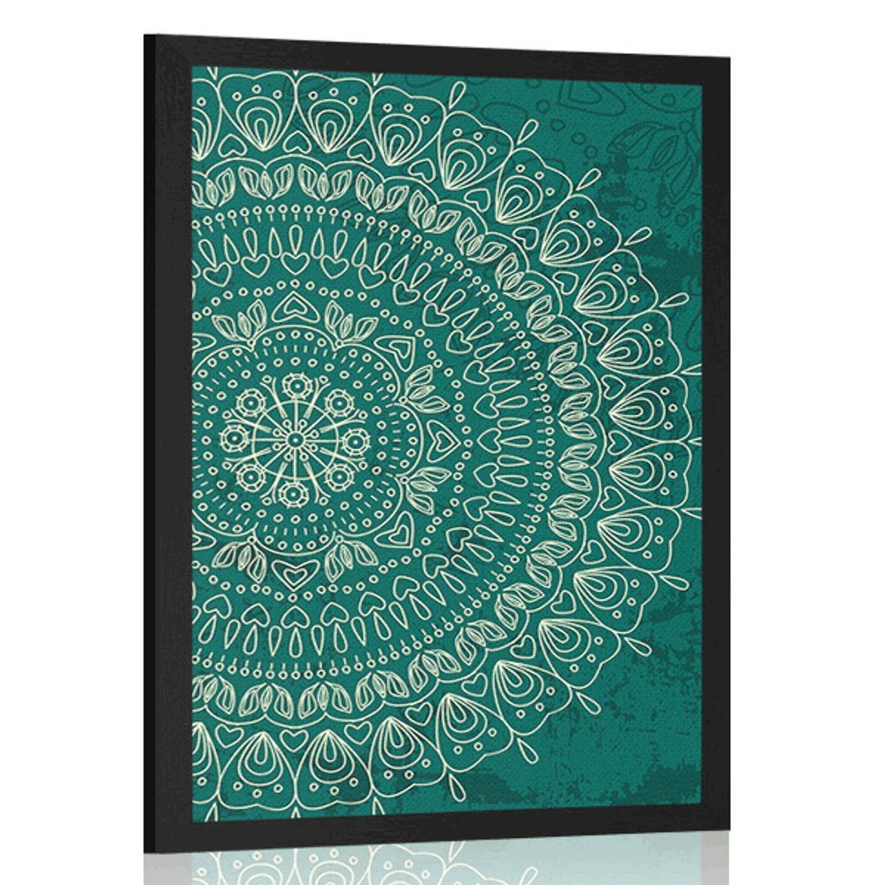 Plagát ručne kreslená Mandala - 60x90 black