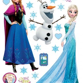 DK 1797 AG Design Samolepiace dekorácie - samolepka na stenu - Wall sticker Frozen Elsa, Anna, Olaf, veľkosť 65 cm x 85 cm