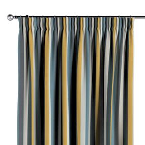Dekoria Záves na riasiacej páske, pásy v odtieňoch žlto-hnedo-modrých farbách, 130 × 260 cm, Vintage 70's, 143-59