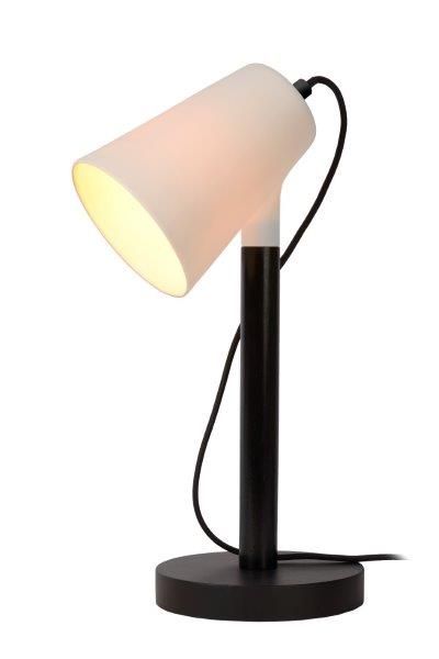 LUCIDE 13528/01/30 BRYTON stolová lampa E14/25W čierna porcelánová biela/drevo