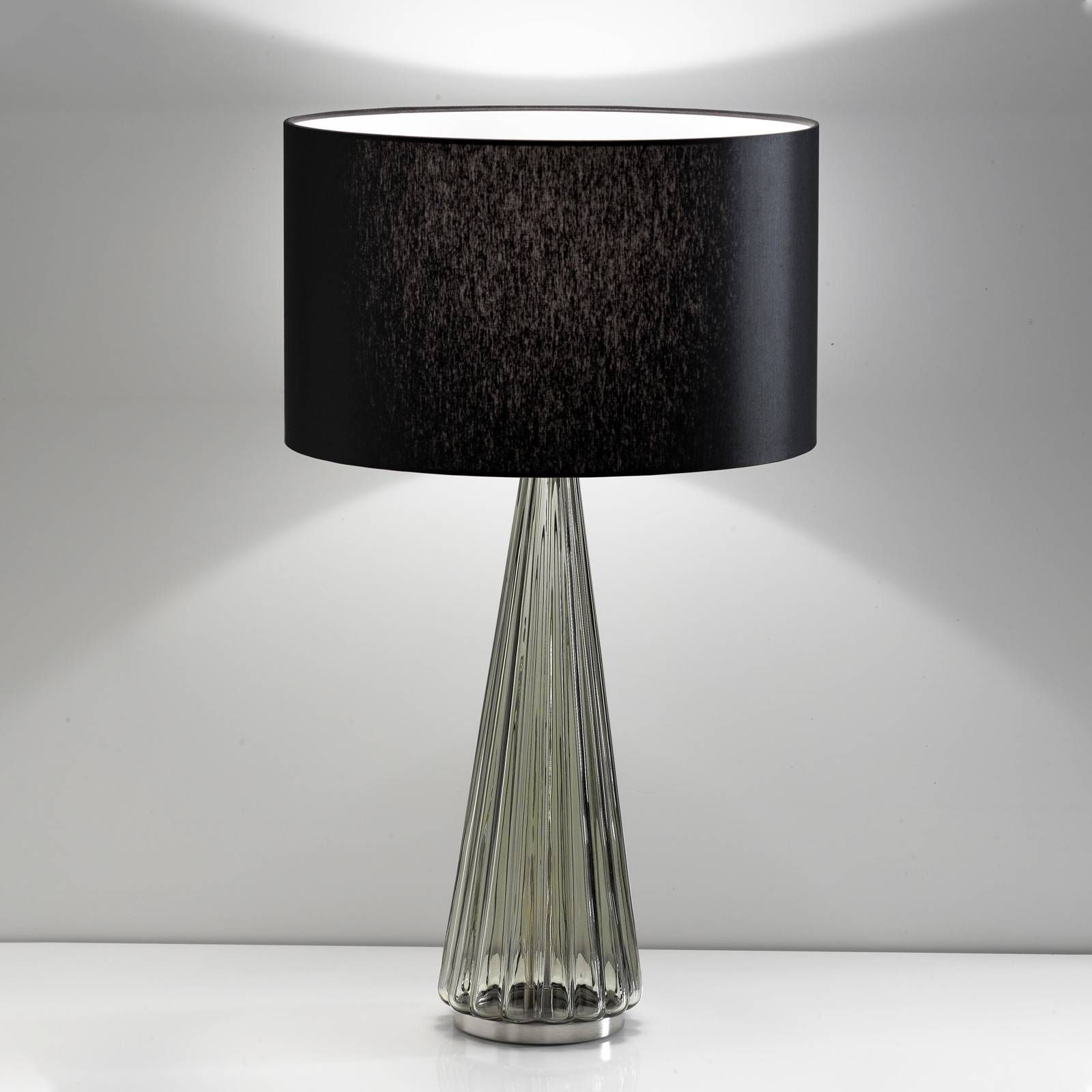 Selène Stolná lampa Costa Rica tien. čierne, podst. sivý, Obývacia izba / jedáleň, textil, sklo, E27, 42W, K: 68cm