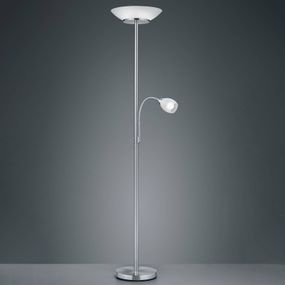 Reality Leuchten Stojaca lampa Gerry v nikle, Obývacia izba / jedáleň, kov, sklo, K: 180cm