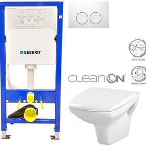 GEBERIT DuofixBasic s bielym tlačidlom DELTA21 + WC CERSANIT CLEANON CARINA + SEDADLO 458.103.00.1 21BI CA2