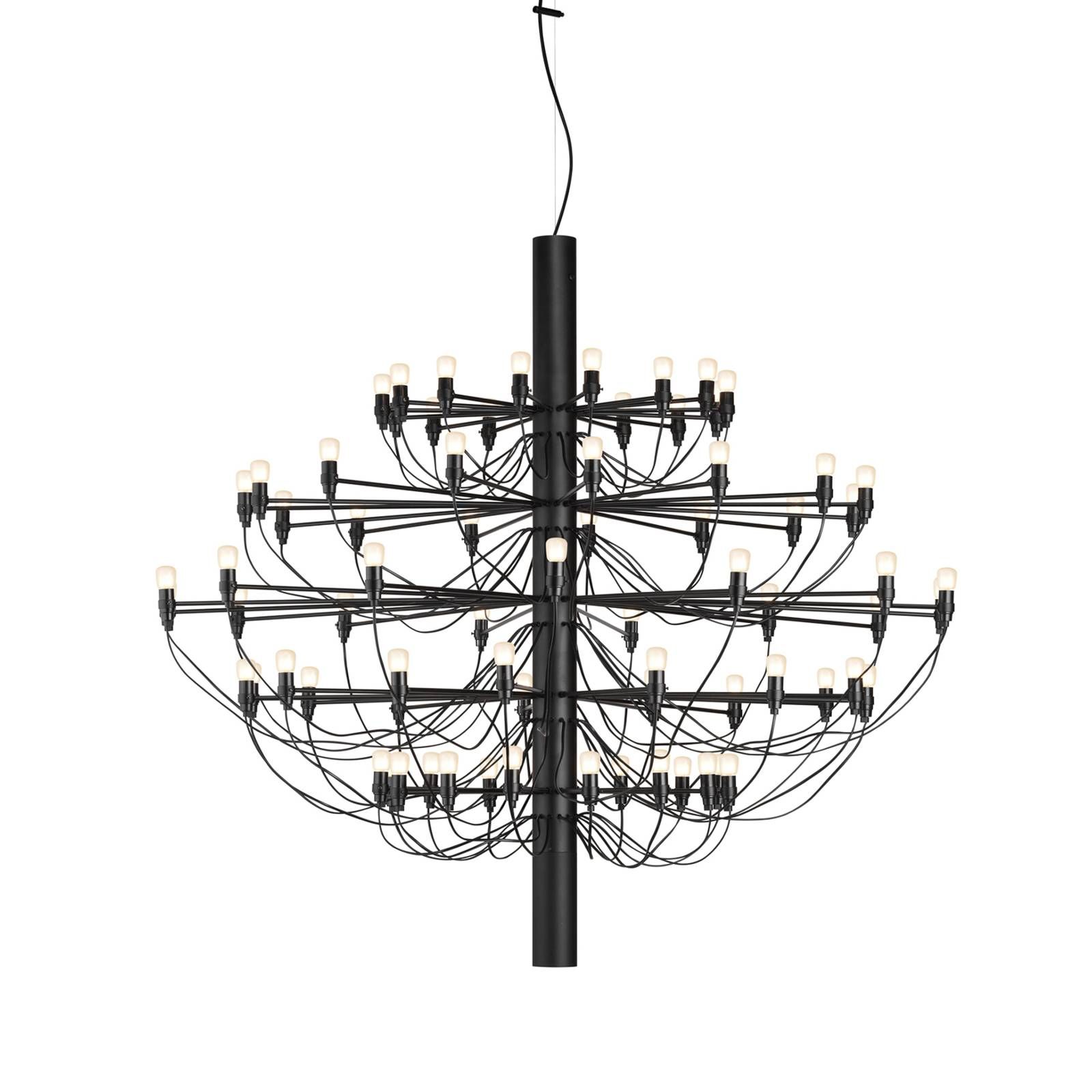 FLOS 2097/75 LED luster, efekt mrazu, čierna, Obývacia izba / jedáleň, oceľ, mosadz, E14, 2.7W, K: 130cm