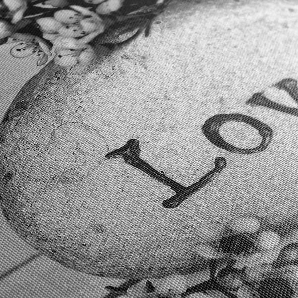 Obraz s nápisom na kameni Love v čiernobielom prevedení - 120x80