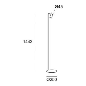 LEDS-C4 Nude Single Curved stojaca sivá/čierna, Obývacia izba / jedáleň, hliník, E27, 15W, K: 144.2cm