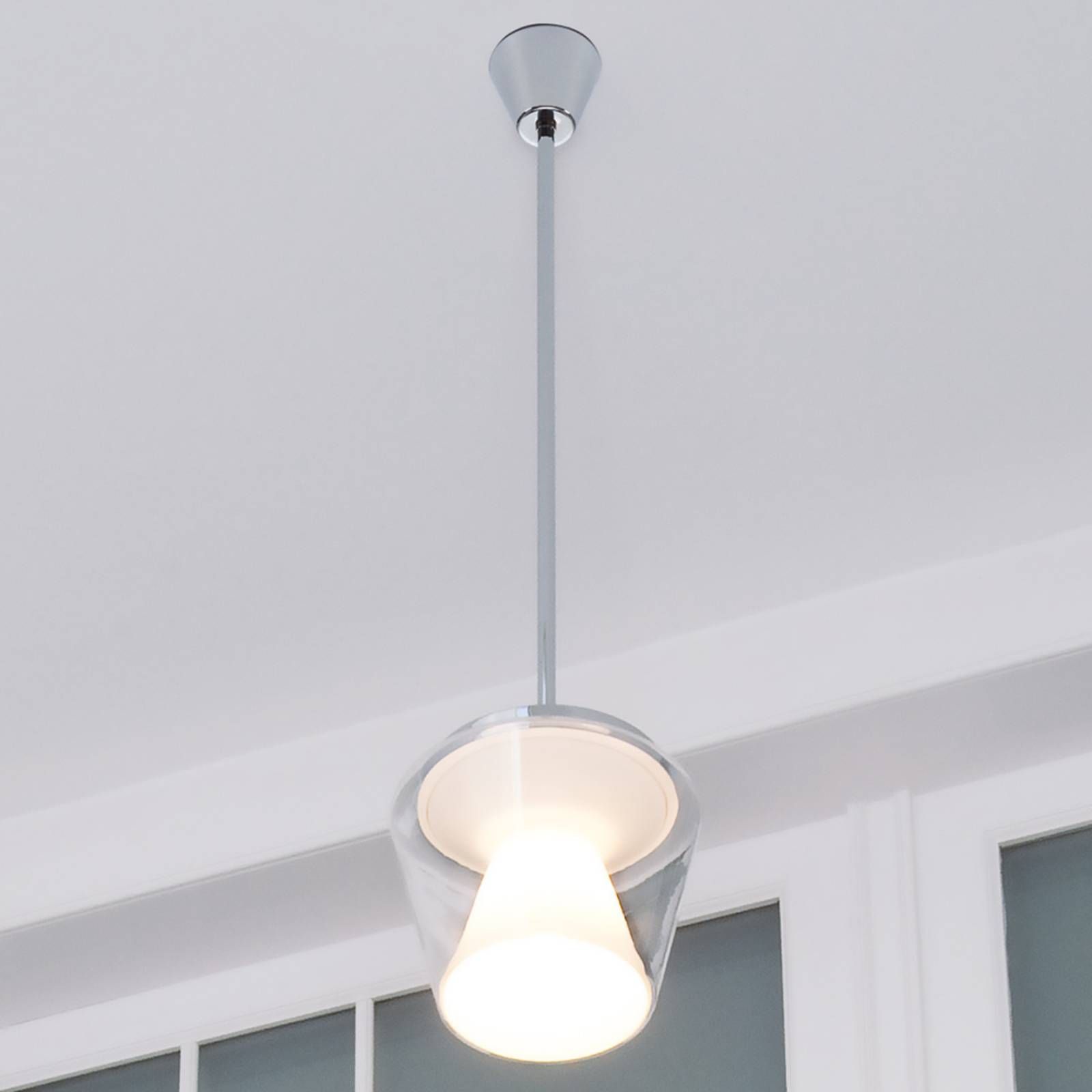Serien Lighting serien.lighting Annex L – sklenené LED závesné, Obývacia izba / jedáleň, hliník, sklo, akryl, 34W, K: 21cm
