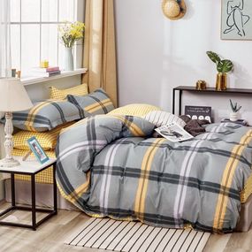 DomTextilu originálne sivo žlté posteľné obliečky s geometrickým motívom 3 časti: 1ks 180x200 + 2ks 70 cmx80 Žltá 70 x 80 cm 38705-182428
