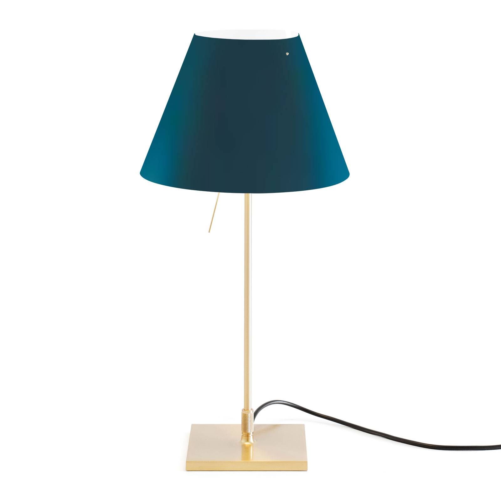 Luceplan Costanzina stolná lampa mosadz petrolej, Obývacia izba / jedáleň, hliník, polykarbonát, E14, 42W, K: 51cm