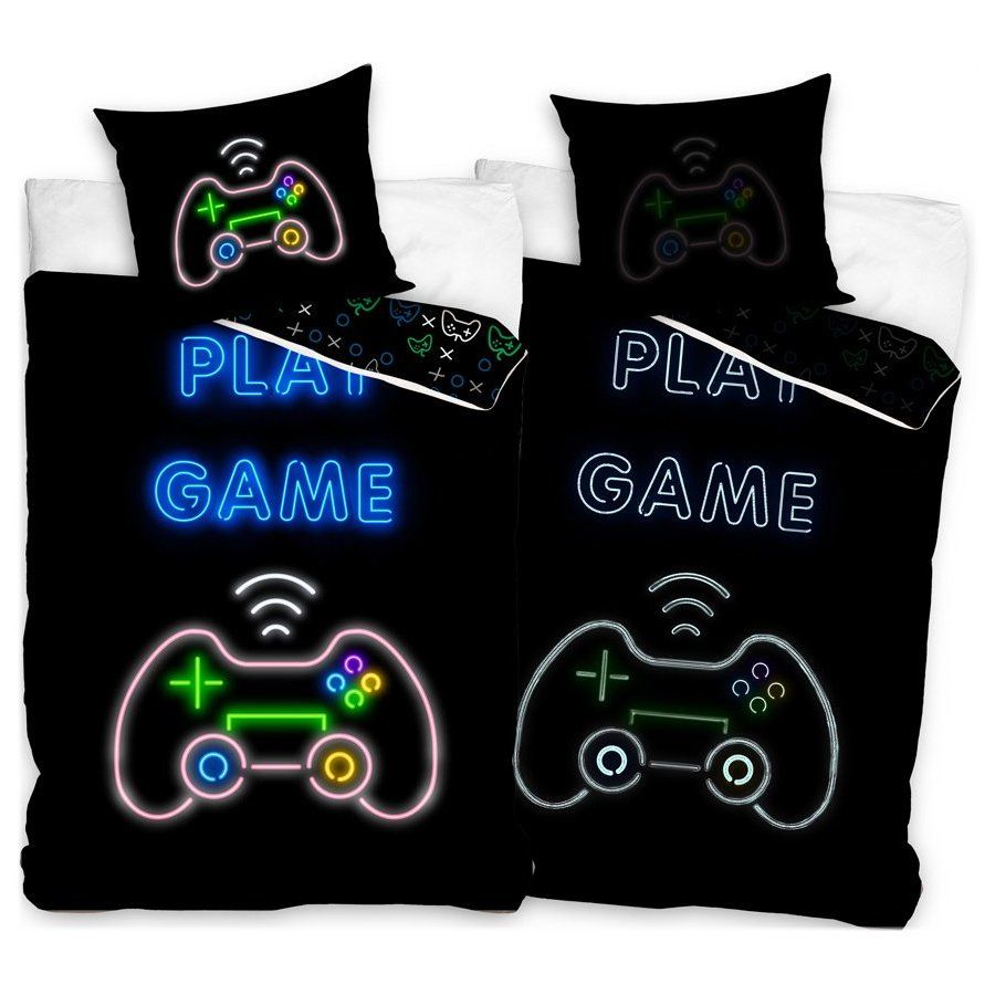 BedTex · Bavlnené posteľné obliečky Play Game - so svietiacim efektom - 100% bavlna Renforcé - 70 x 90 cm + 140 x 200 cm