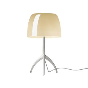 Foscarini Lumiere grande hliník/krémová stmieva, Obývacia izba / jedáleň, ručne fúkané sklo, hliník, E27, 12W, K: 45cm