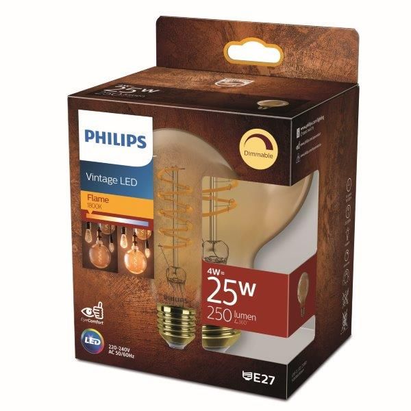 Philips 8719514315471 LED žiarovka vintage E27 4W/25W 250lm 1800K G93 GOLD stmievateľná