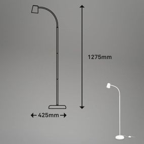 Briloner Stojacia lampa Skriva, nastaviteľná, GU10, biela, Obývacia izba / jedáleň, kov, GU10, 9W, K: 127.5cm