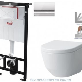 ALCADRAIN Alcadrain Sádromodul - predstenový inštalačný systém s chrómovým tlačidlom M1721 + WC LAUFEN PRO RIMLESS + SEDADLO AM101/1120 M1721 LP1