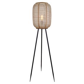 Brilliant Stojaca lampa Tanah, trojnožka, Obývacia izba / jedáleň, kov, textil, bambus, E27, 42W, K: 150cm