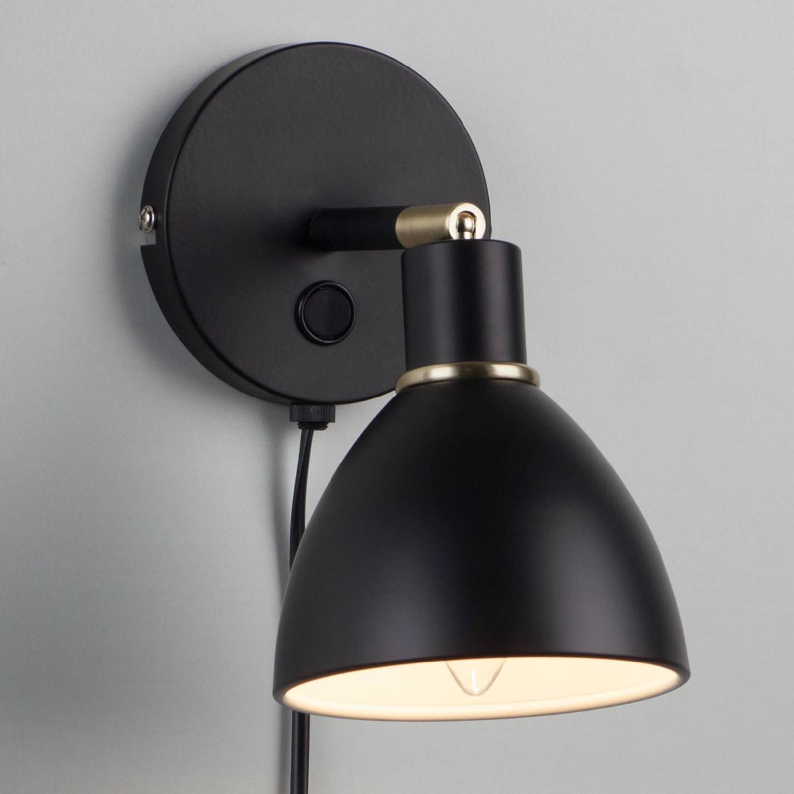 Nordlux Čierne nástenné svietidlo Ray s otočným tienidlom, Obývacia izba / jedáleň, Kov, E14, 40W, K: 21cm