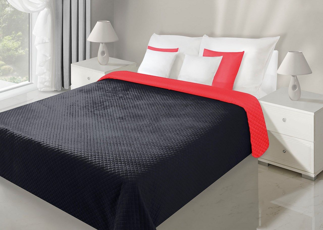 Prehoz na posteľ 240x220cm Filip (červená + čierna)
