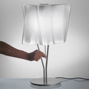 Artemide Stolná lampa Logico hodvábny lesk/hliník, Obývacia izba / jedáleň, kov, sklo, plast, E27, 46W, P: 40 cm, L: 40 cm, K: 64cm