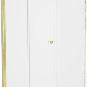 MEXEN/S - Lima sprchový kút zalamovacie dvere 90 x 90 cm, transparent, zlatý + Flat čierna vanička so sifónom 856-090-090-50-00-4070G