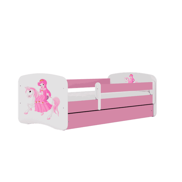 Letoss  Detská posteľ BABY DREAMS 140/70- Princezná a koník II Ružová S matracom S uložným priestorom