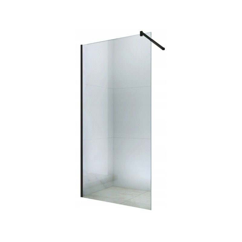 Kúpeľňová pevná zástena WALK-IN 90 cm - čierna - číre sklo