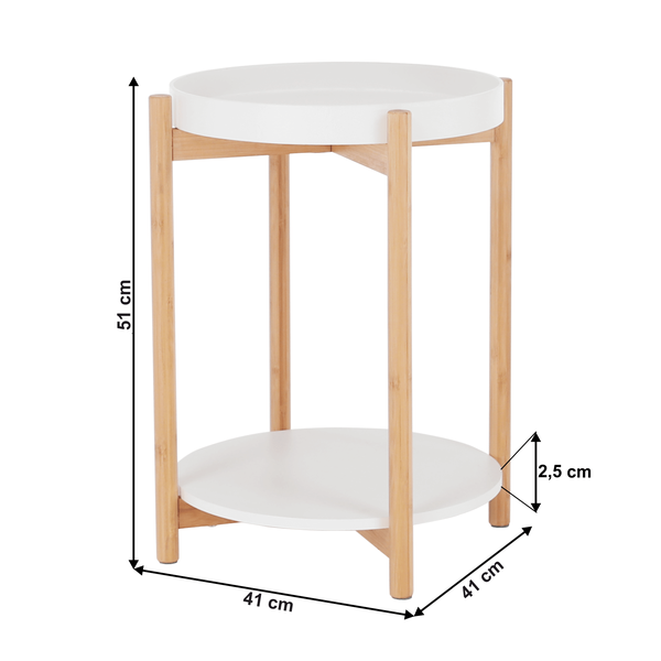 Príručný stolík, biela/prírodná, KABRA
