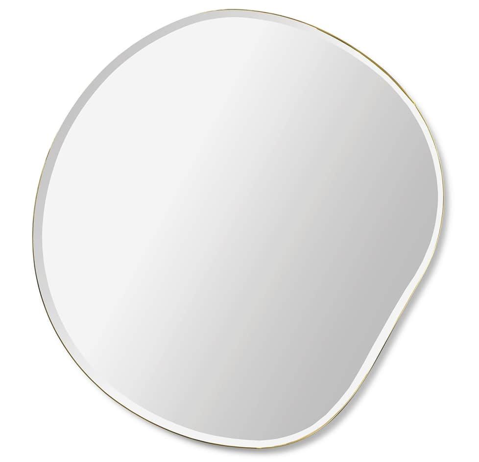 ferm LIVING Dizajnové nástenné zrkadlo Pond Brass - small