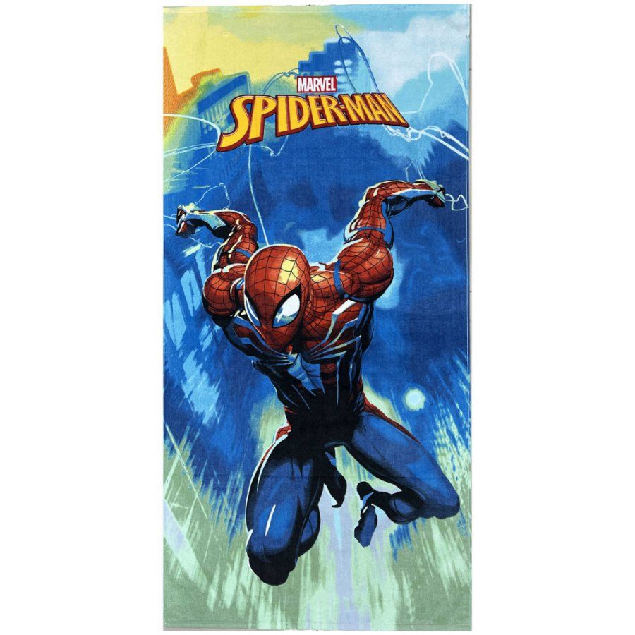 Himatsingka EU · Bavlnená plážová osuška Spiderman v lete - 100% bavlna, froté s gramážou 320 gr./m² - 70 x 140 cm