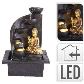 PROGARDEN Fontána pokojová s LED osvětlením BUDDHA oblá KO-795202210obla