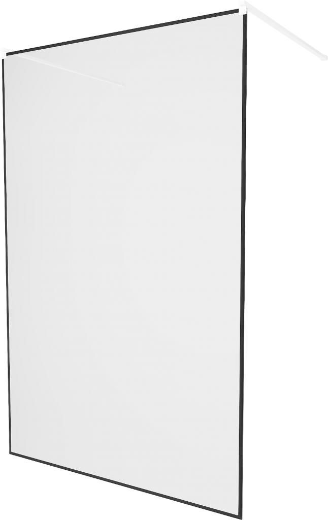 MEXEN/S - KIOTO samostatne stojaca sprchová zástena 120 x 200 cm, transparent/čierny vzor 8 mm, biela 800-120-002-20-70