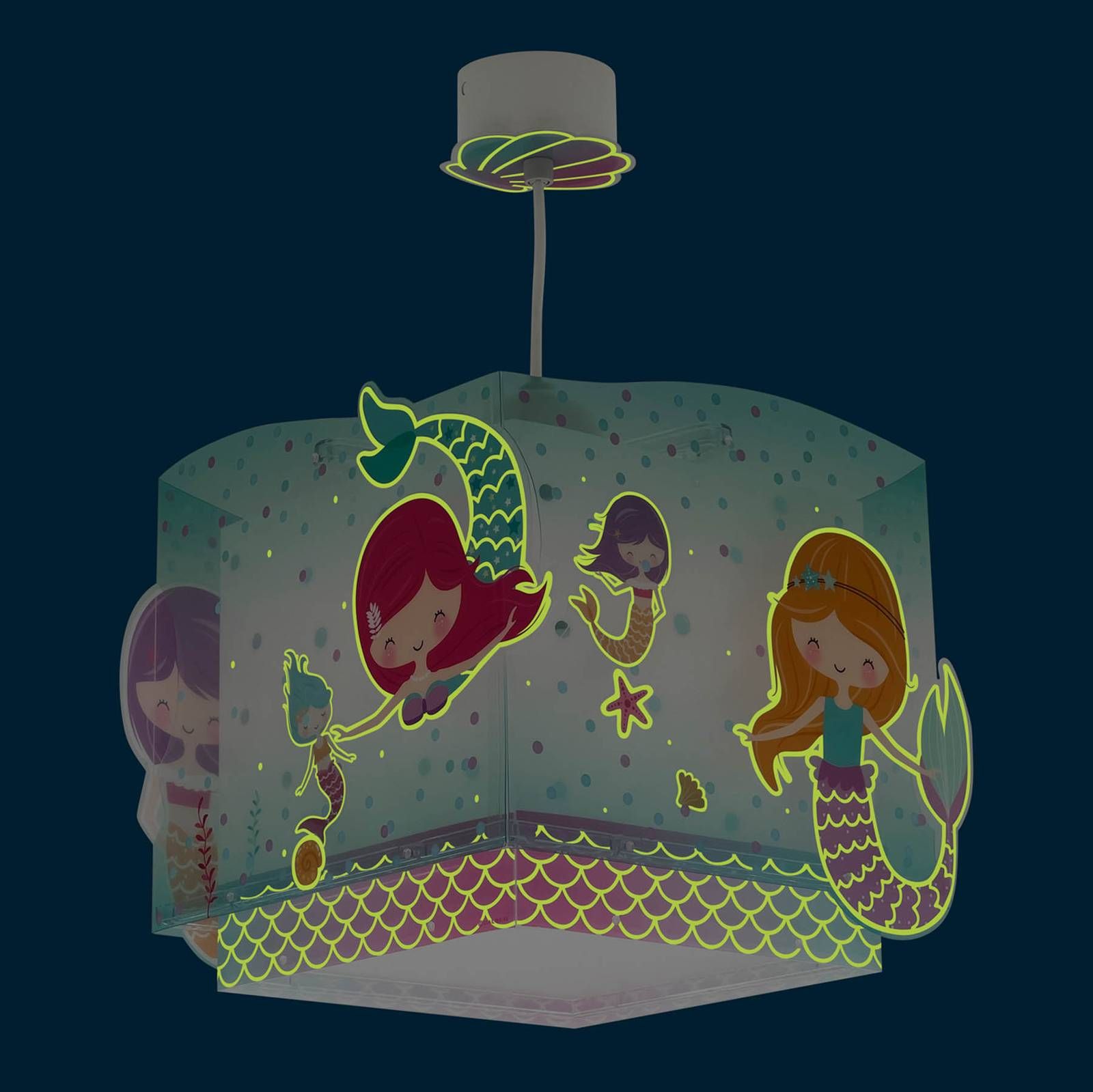 Dalber Mermaids závesné svietidlo, morská panna, Detská izba, plast, E27, 15W, P: 27 cm, L: 27 cm, K: 24cm