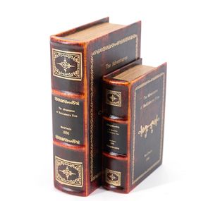 Estila Koloniálny kožený set dekoratívnych kníh Mark Twain v čiernom dizajnovom vintage obale 27cm