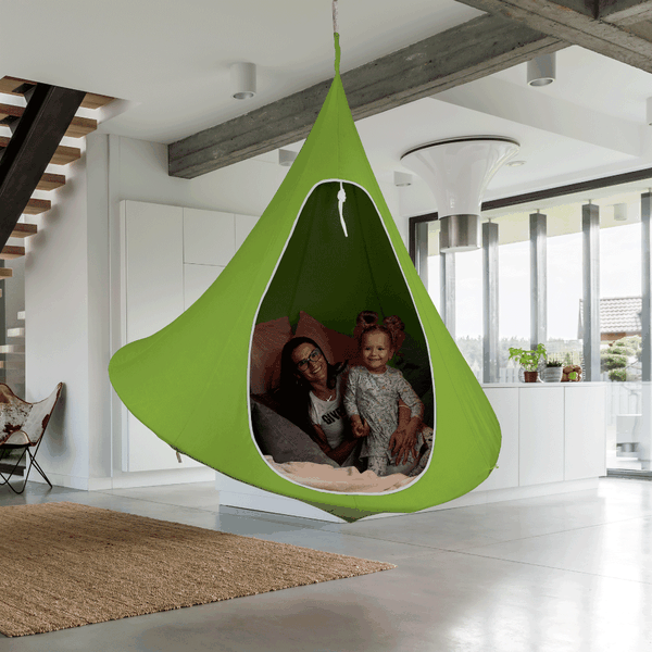 Závesné hojdacie kreslo, zelená, KLORIN NEW BIG SIZE CACOON HAMMOCK