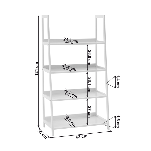 4-policový regál, biela, REON TYP 2