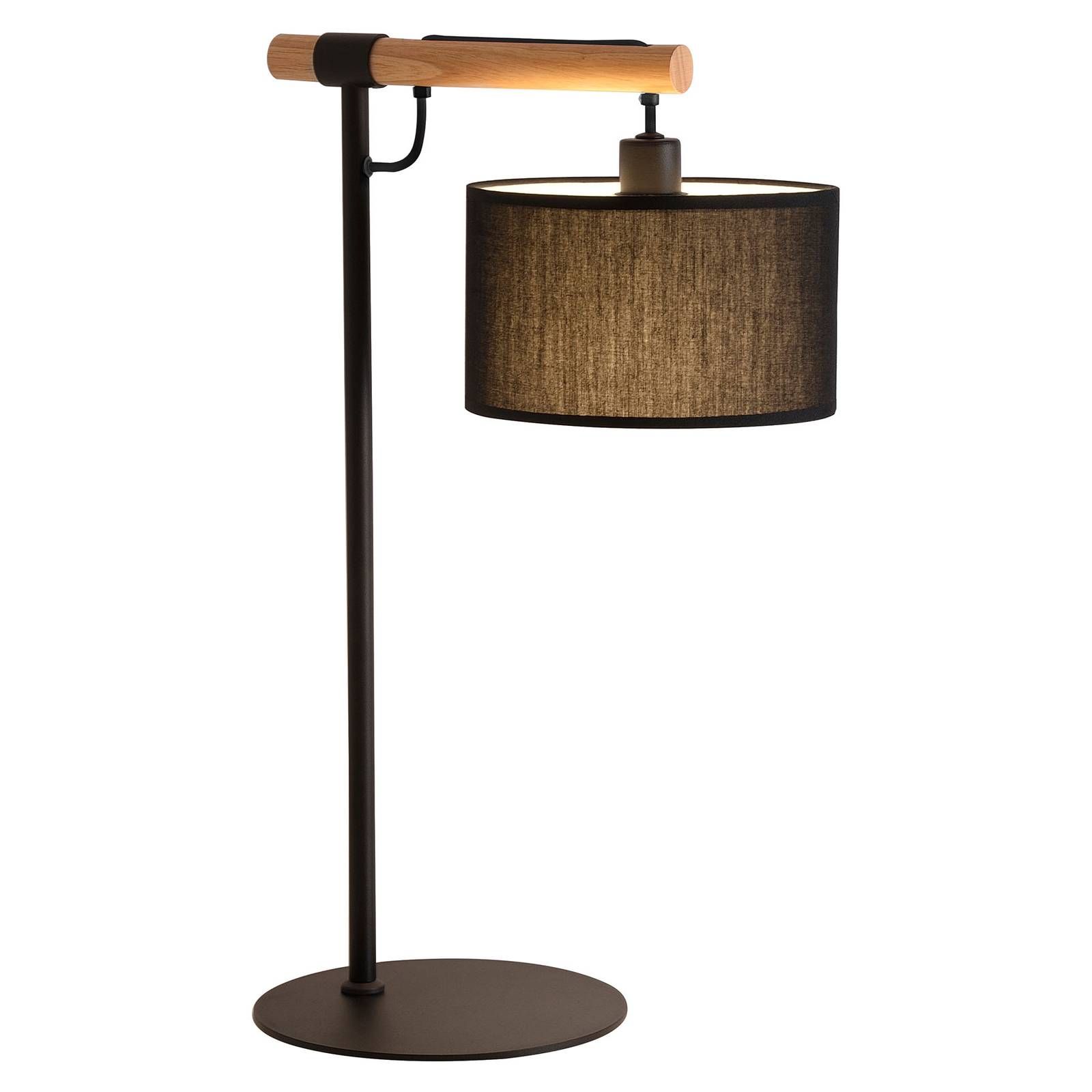 Viokef Stolná lampa Romeo textilné tienidlo, čierna, Obývacia izba / jedáleň, látka, plast, drevo, oceľ, E14, 40W, K: 55cm
