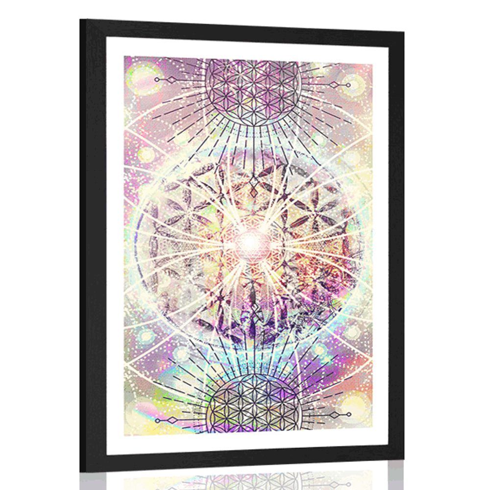 Plagát s paspartou Mandala v zaujímavom prevedení - 30x45 black