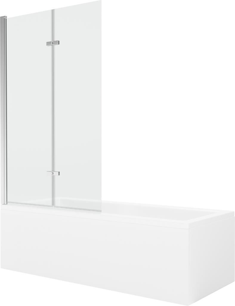 MEXEN/S - Cubik obdĺžniková vaňa 170 x 70 cm s panelom + vaňová zástena 100 cm, transparent, chróm 550317070X9210020100