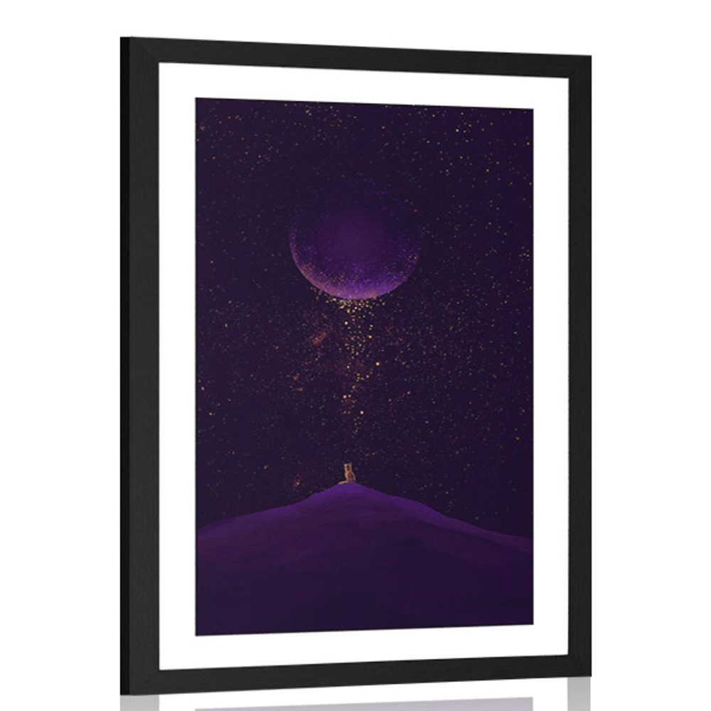 Plagát s paspartou fialová magická planéta - 40x60 black