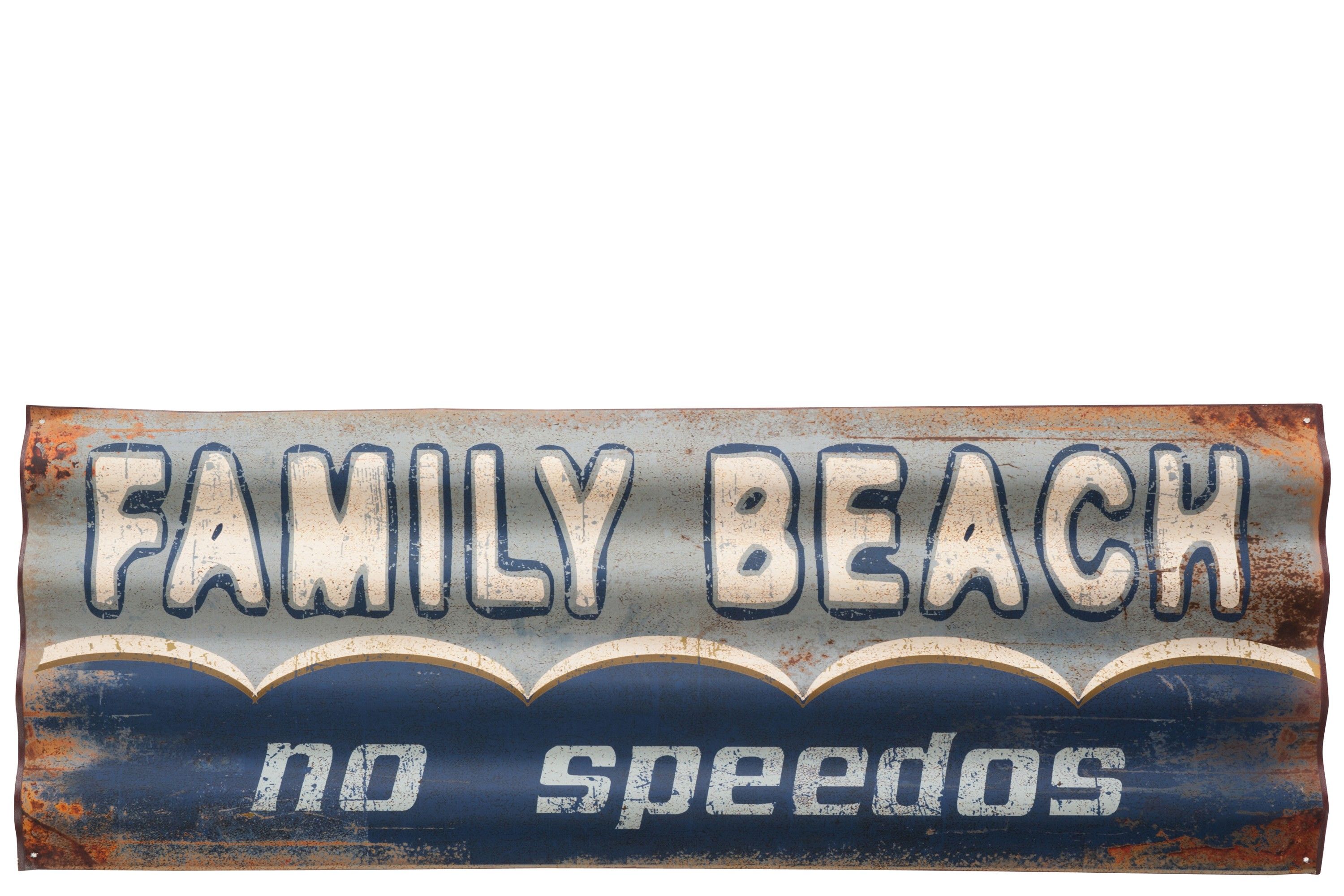 Kovová ceduľa Family Beach - 111,5 * 2,5 * 40 cm