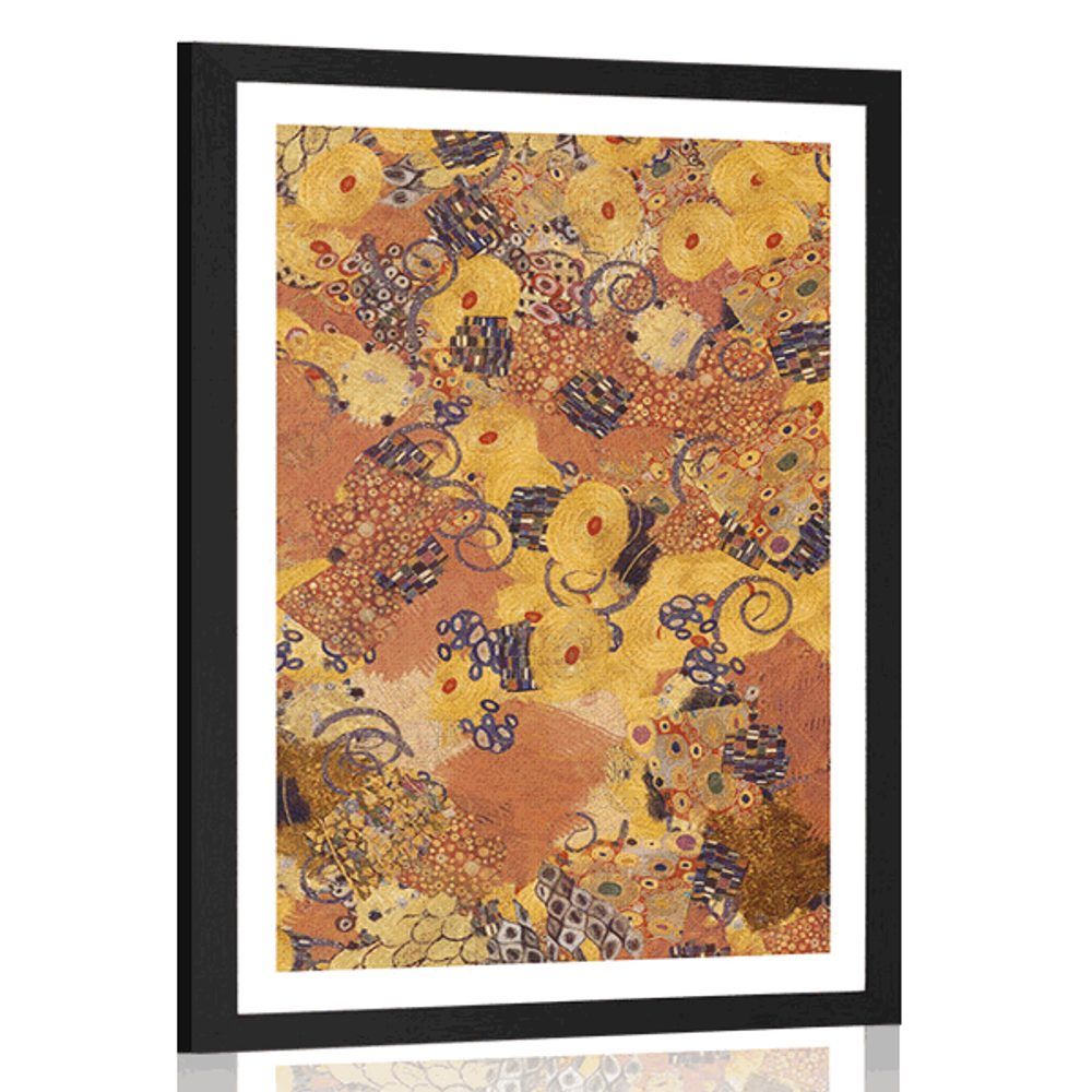 Plagát s paspartou abstrakcia inšpirovaná G. Klimtom - 20x30 black