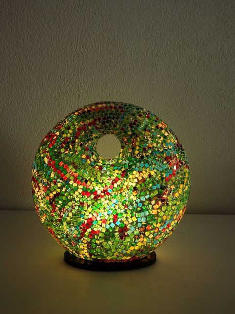 Stolná lampa DONAT zelená, 36 cm, mozaika, ručná práca,