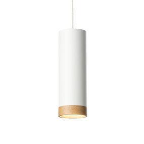 Domus Závesné LED svietidlo PHEB, biela/dub, Obývacia izba / jedáleň, hliník, drevo, 11W, K: 16.5cm