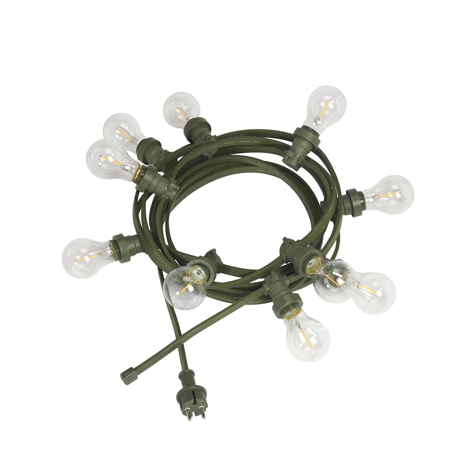 PR Home Bright svetelná LED reťaz 10pl číra zelená, guma, E27, 1W, P: 720 cm, L: 6 cm, K: 5cm