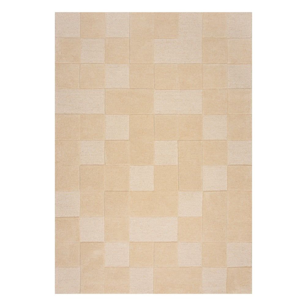 Béžový vlnený koberec 230x160 cm Checkerboard - Flair Rugs