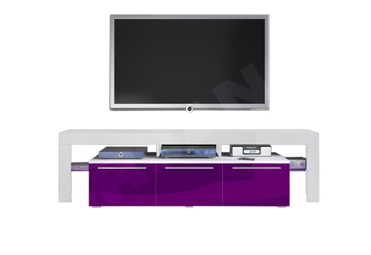 Expedo TV stolík RTV BACON 150 Plus, biela/fialový lesk