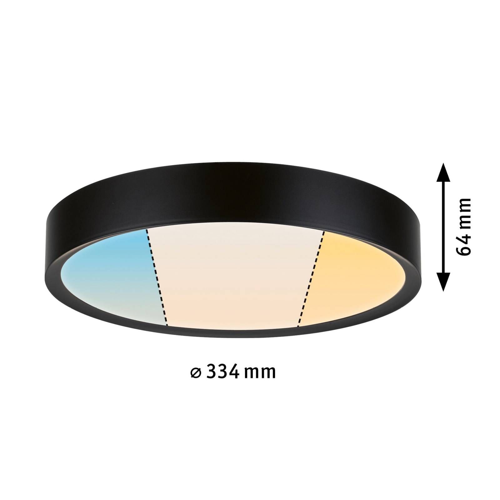 Paulmann Tega stropné LED svetlo IP44 CCT čierna, Kúpeľňa, plast, 22.5W, K: 6.4cm
